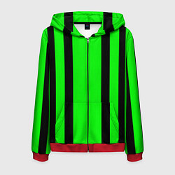 Мужская толстовка на молнии Color black and green stripes