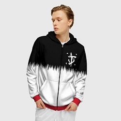 Толстовка 3D на молнии мужская Doom краски черно белый, цвет: 3D-красный — фото 2