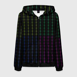 Толстовка 3D на молнии мужская Color black multicolored stripes, цвет: 3D-черный