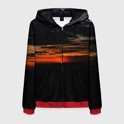 Толстовка 3D на молнии мужская Закат на плато, цвет: 3D-красный