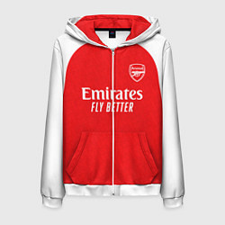 Толстовка 3D на молнии мужская Арсенал Лондон домашняя форма 2025 2026, цвет: 3D-белый