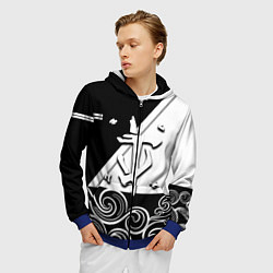 Толстовка 3D на молнии мужская Doom стильная геометрия, цвет: 3D-синий — фото 2