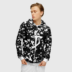 Толстовка 3D на молнии мужская Дум белые брызги красок, цвет: 3D-белый — фото 2