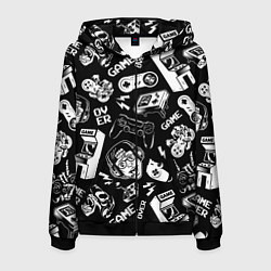 Толстовка 3D на молнии мужская Retro gamer pattern, цвет: 3D-черный