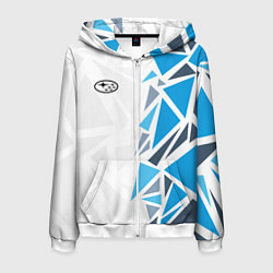 Толстовка 3D на молнии мужская Субару - фрагменты, цвет: 3D-белый