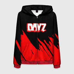 Толстовка 3D на молнии мужская Dayz штрихи красок, цвет: 3D-красный