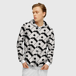 Толстовка 3D на молнии мужская Три буквы: чёрные, цвет: 3D-белый — фото 2