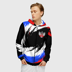 Толстовка 3D на молнии мужская Федерация бокса РФ - краска, цвет: 3D-черный — фото 2