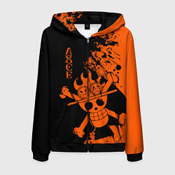 Толстовка 3D на молнии мужская One Piece - Ace, цвет: 3D-черный