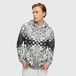 Толстовка 3D на молнии мужская Серая узорчатая метаморфоза, цвет: 3D-меланж — фото 2