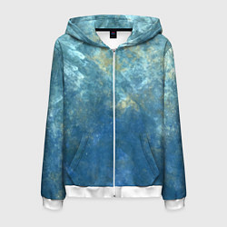 Толстовка 3D на молнии мужская Абстракция - gold in blue-turquoise color, цвет: 3D-белый