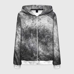 Толстовка 3D на молнии мужская Абстракция - black and white metal scuffs, цвет: 3D-белый