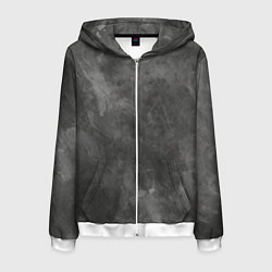 Толстовка 3D на молнии мужская Абстракция - grey haze and paint stains, цвет: 3D-белый