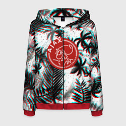Толстовка 3D на молнии мужская Ajax тропики глитч, цвет: 3D-красный