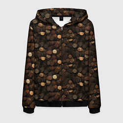 Толстовка 3D на молнии мужская Монеты - паттерн, цвет: 3D-черный