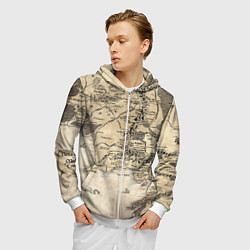 Толстовка 3D на молнии мужская Властелин колец карта, цвет: 3D-белый — фото 2