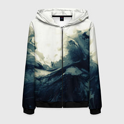 Мужская толстовка на молнии Чёрно-синие абстрактные краски
