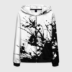 Мужская толстовка на молнии Чёрная взрывная краска на белом