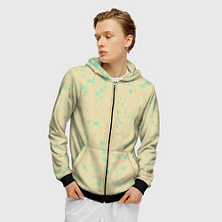 Толстовка 3D на молнии мужская Color beige turquoise, цвет: 3D-черный — фото 2