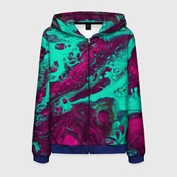 Толстовка 3D на молнии мужская Абстракция мрамор, цвет: 3D-синий