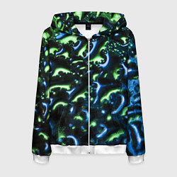 Толстовка 3D на молнии мужская Абстракция капли воды, цвет: 3D-белый