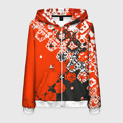 Толстовка 3D на молнии мужская Красно-черная метаморфоза, цвет: 3D-белый