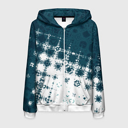Толстовка 3D на молнии мужская Узорчатая текстура сине-белая, цвет: 3D-белый