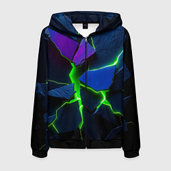 Толстовка 3D на молнии мужская Neon tile, цвет: 3D-черный