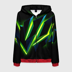 Толстовка 3D на молнии мужская Geometric neon, цвет: 3D-красный