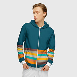 Толстовка 3D на молнии мужская Индиго и шумовой градиент заката с текстурой, цвет: 3D-белый — фото 2