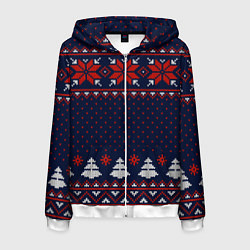 Мужская толстовка на молнии Новогодний вязаный узор