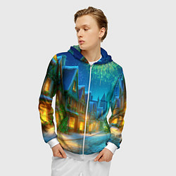 Толстовка 3D на молнии мужская Праздничный новогодний салют, цвет: 3D-белый — фото 2