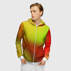 Толстовка 3D на молнии мужская Color multicolored gradient, цвет: 3D-белый — фото 2