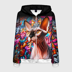 Мужская толстовка на молнии Sphynx on a graffiti background