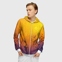 Толстовка 3D на молнии мужская Узоры золотистого инея, цвет: 3D-белый — фото 2
