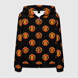 Толстовка 3D на молнии мужская Manchester United Pattern, цвет: 3D-черный