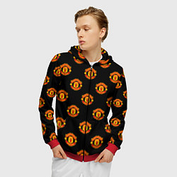 Толстовка 3D на молнии мужская Manchester United Pattern, цвет: 3D-красный — фото 2