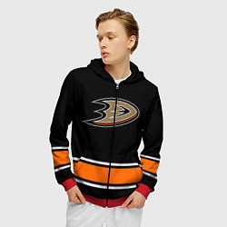 Толстовка 3D на молнии мужская Anaheim Ducks Selanne, цвет: 3D-красный — фото 2