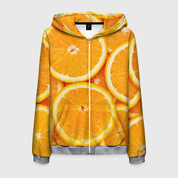 Толстовка 3D на молнии мужская Апельсин, цвет: 3D-меланж
