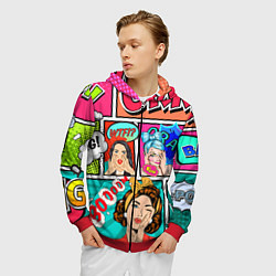 Толстовка 3D на молнии мужская POP ART, цвет: 3D-красный — фото 2