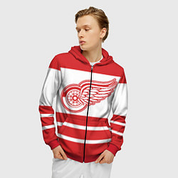 Толстовка 3D на молнии мужская Detroit Red Wings, цвет: 3D-красный — фото 2