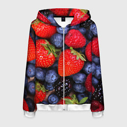 Толстовка 3D на молнии мужская Berries, цвет: 3D-белый