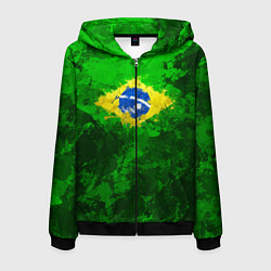 Толстовка 3D на молнии мужская Бразилия, цвет: 3D-черный