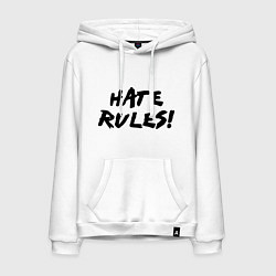 Толстовка-худи хлопковая мужская Hate rules, цвет: белый