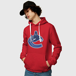 Толстовка-худи хлопковая мужская Vancouver Canucks, цвет: красный — фото 2