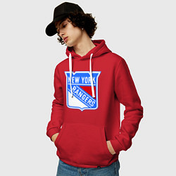 Толстовка-худи хлопковая мужская New York Rangers, цвет: красный — фото 2