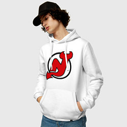 Толстовка-худи хлопковая мужская New Jersey Devils, цвет: белый — фото 2