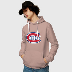 Толстовка-худи хлопковая мужская Montreal Canadiens, цвет: пыльно-розовый — фото 2