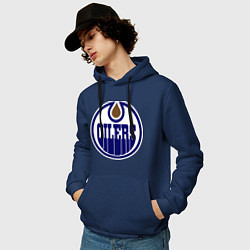 Толстовка-худи хлопковая мужская Edmonton Oilers цвета тёмно-синий — фото 2