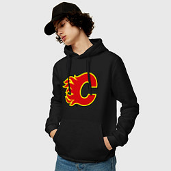 Толстовка-худи хлопковая мужская Calgary Flames, цвет: черный — фото 2